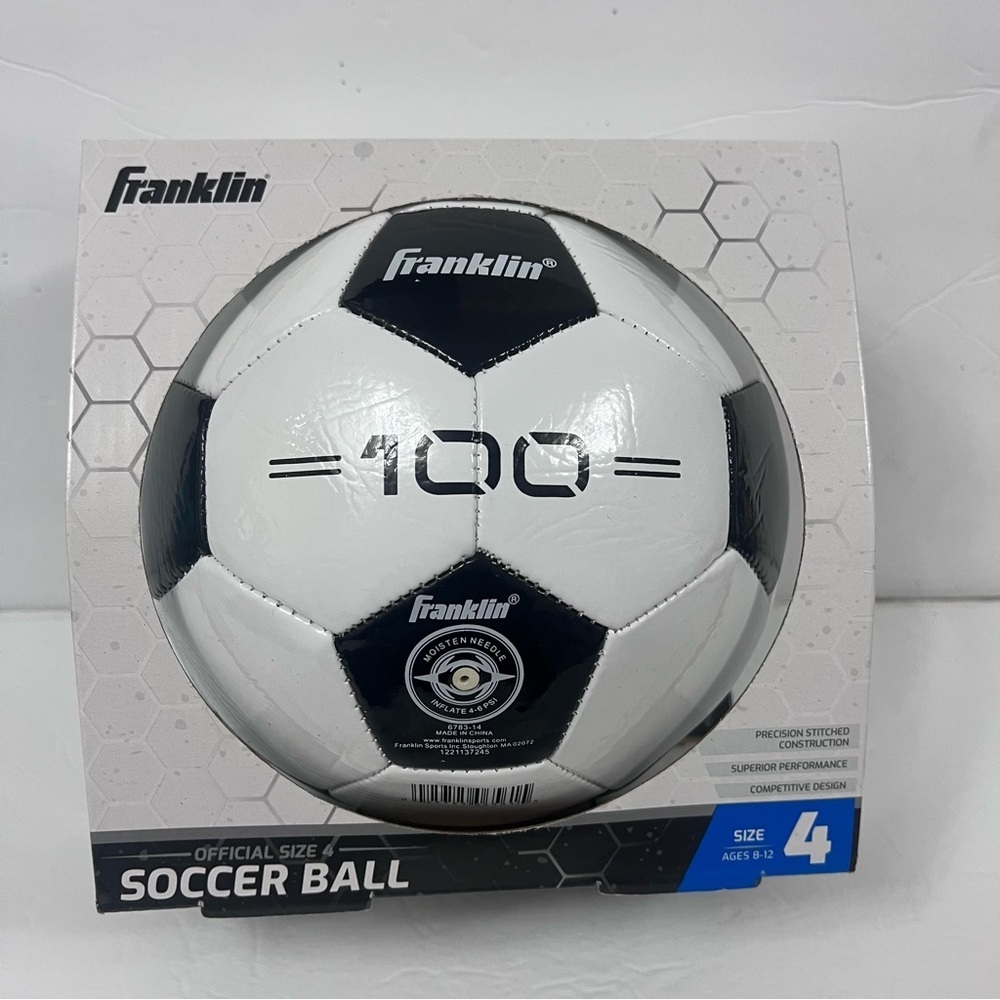 Franklin Sports Soccer Ball Official Size 4 F-100 Soccer Ball Youth Ages 8-12